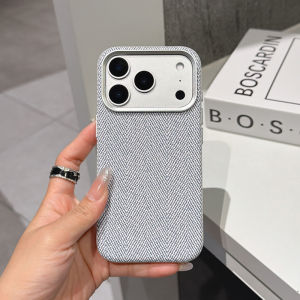 Fabric Texture PU Leather for MagSafe Phone Case for iPhone 17 17Pro Max 16 Pro 15 Wireless Charging Metal Lens Cover