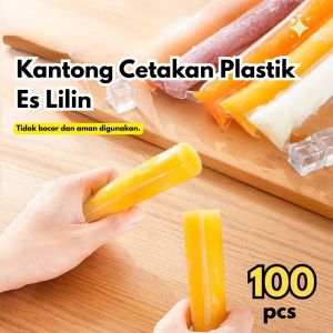 100pcs Kantong Cetakan Plastik Es Lilin Panjang Krim Bahan Model Diy BR109 Cetakan Es Batu Popsicle