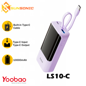 Yoobao LS10 10000mah High Capacity Built-in Cable Fast Charging Digital Display Power Bank High Quality