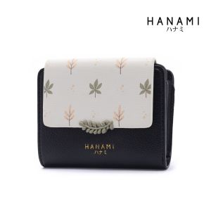 HANAMI Dompet Lipat Wanita Hitam Kulit WA1045B5 Makura Premium Cantik Motif Kartu Atm Branded