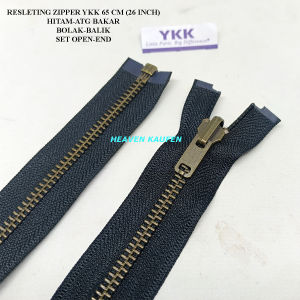 Resleting Zipper Ritsleting Jaket YKK 65 cm Atau 26 inch Hitam ATG Bakar Model Set Open End Bolak Balik Harga Per Biji