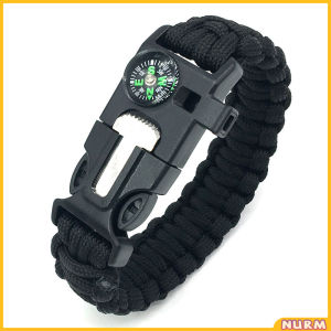 Nurm Outdoor Camping Bracelet With Whistle Flint Fire Starter Nylon Bracelet 3.2m Rope Wild Survival