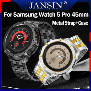 Dây đeo bằng thép không gỉ + Vỏ kim loại cho Samsung Galaxy Watch 5 Pro Vòng đeo tay dây đeo đồng hồ 45mm cho Samsung Watch 5 Pro Bộ sửa đổi Phụ kiện dây đeo tay DIY