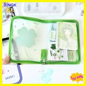 XINGK Dễ thương cỏ ba lá dâu tây lưu trữ văn phòng phẩm thư mục A6 Twill dây kéo túi tài liệu túi zip tập tin thư mục trường văn phòng vật tư