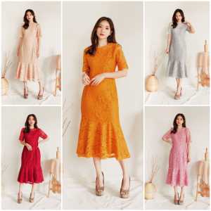 Midi Dress Brokat Pesta Kondangan HEYON / Party Dress Bridesmaid brukat