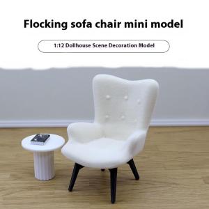 QUANSEN 1 Piece 1 12 Dollhouse Mini Plush Sofa Chair Side Table Furniture Model For Doll House Decor Miniature Simulation Single Person Sofa
