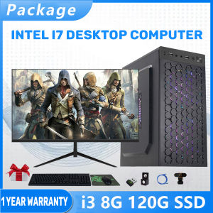 Uni Cafe Desktop Computer Original Brand New Inter Core i3/i5/i7 16G 960G SSD Set PC Full Set Computer set Gaming PC Set Gaming Computer With 24/27 inches LED Monitor Computer Set