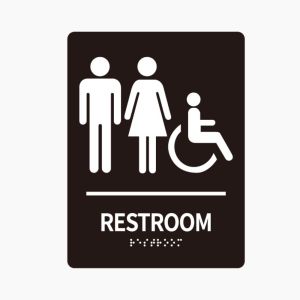 MEZCJ Wall Mounted Braille Restroom Sign Self Adhesive Acrylic Washroom Door Sign Home Decor Rectangle WC Sign Public Toilets