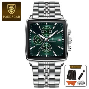 POEDAGAR Genuine Mens Watch Stainless Steel Strap Luminous Calendar Multifunctional 100% Waterproof 866