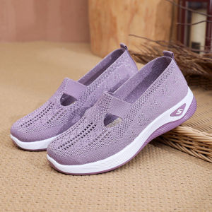 Fashion Slip On Casual Rubber Shoes For Women Korean Comfortable Mesh Shoes Low Cut Soft Sneakers