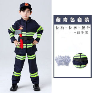 Childrens Firefighter Costume Set Firefighter Outfit Professional Role-Play Fire Drill Clothes for Boys and Girls