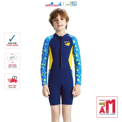 Đồ bơi giữ nhiệt bé trai Dive and Sail chất cao su dày 2.5mm size 12kg - 30kg ngăn tia UV