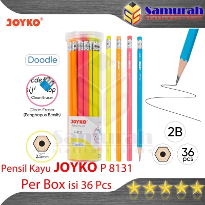Pensil Kayu Joyko 2B P8131 isi 36 pcs per Box / Trifelo TF 789 / TF 1301 (Pastel) 2B - Box isi 36 batang / Wood Pencil Metalik Toples