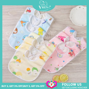 VREN Baby Crystal Velvet Newborn Waterproof Bib Cartoon Snap Button Saliva Towel Meal Pocket U Shape