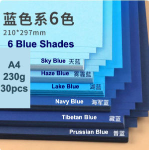 A4 Premium Blue Color Series Cardstock 230gsm 30 Sheets Pack 6 Shades Heavy Craft Paper For Scrapbooking Card Making Origami Die Cutting School Projects DIY Artistic Painting Board Material