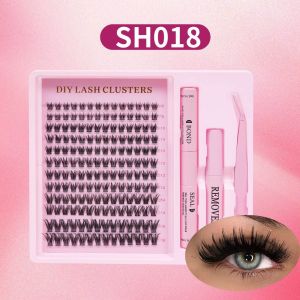 STYLETENK 8-16mm Long DIY Segmented False Eyelashes Kit Thick and Curly 30/40/50/100D DIY Eyelash Extension with Bond Glue Manga Lash Clusters