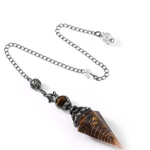 SHIHENG Hexagonal Cone Natural Chips Pendulums Dowsing Yoga Pendant Witchcraft Pendulo Home Decorations Amethysts Crystal Pendulum Women
