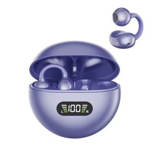 Purple Round Ball AI-powered Bluetooth Earphones Wireless Mini Clip-on Headphones Open-ear Headsets OWS High-quality Sound Air-bone Conduction Exercise Running Exercise Fitness Earphones over-ear headphones for adult