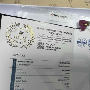 804-MẶT DÂY TINH THỂ ĐÁ RUBY ĐỎ TÍA ( THIÊN NHIÊN ) KHÔNG XỬ LÝ  ĐÃ KIỂM ĐỊNH LIULAB