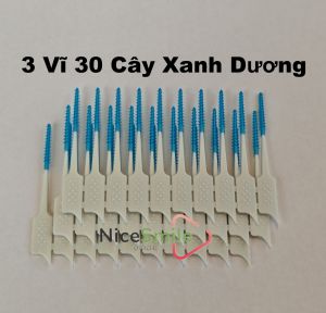 Combo 3 Vỉ - 30 Cây Bàn Chải Kẽ Silicone 300 Bàn Chải Kẽ Chỉnh Nha