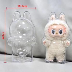 Cute Labubu V1 V2 Transparent Case Dustproof Protective Shell Vinyl Doll Storage Box Plush Toy Accessory