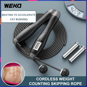 WEKO เชือกกระโดดการตรวจนับอัตโนมัติไม่จำเป็นต้องใช้แบตเตอรี่แบบบล็อคถ่วงน้ำหนักมีสาย/ถอดเปลี่ยนได้สำหรับผู้ใหญ่/เด็กใช้สีดำ/สีฟ้า/ชมพู