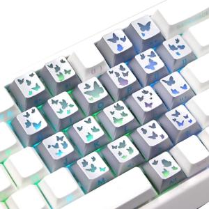 Global Mechanical Keyset Keycaps With Silver Butterfly Creation And Permanent Building