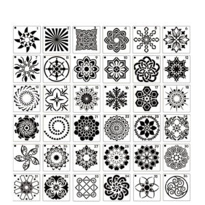 D5JKY 36/56pcs Painted Decor DIY Wall Paper Stencils Card Making Scrapbooking Craft Hollow Painting Stencils Drawing Tool Mandala Pattern