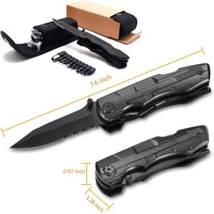 Black Multi-Functional Folding Pliers Tool with Screwdriver Head Knife Blade & Bottle Opener - Portable Outdoor Camping Repair Tool for Home Improvement & Survival Outdoor Repair Tool | Ergonomic Grip | Robust Construction