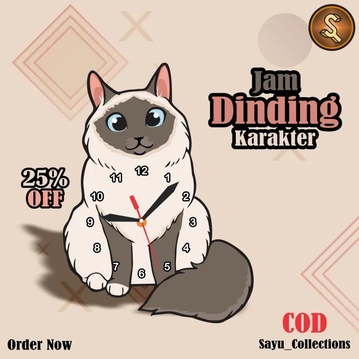 Jam%20Dinding%20Aesthetic%20Karakter%20Kucing%20Himalaya%20-%20Image%203