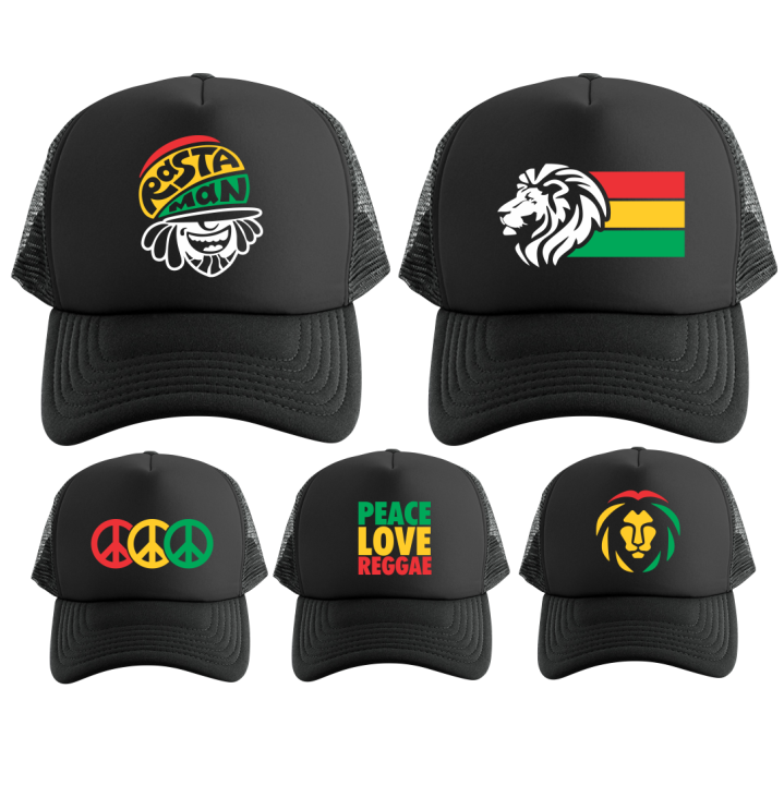 Rasta Reggae Batch Reggae Rasta Trucker Cap Mesh Fashion Net