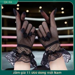 QK FA ✨ Lolita mùa hè UV-proof lái xe găng tay JK lưới Fishnet Găng tay ren đầy đủ ngón tay cô gái ren thời trang Găng Tay Tay cosplay găng tay