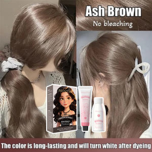 Mosona Hair Color Permanent Hair Dye Milk Tea Ash Easy Coloring Long Lasting Color Hair Color Cream Suitable for Beginners (100ml Hair Dye+100ml Oxidizer) Essence of Plant Extract