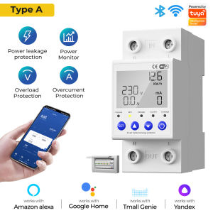 SMATRUL 63A WIFI Smart Switch TUYA Energy Meter Kwh Metering Circuit Breaker Timer with voltage current and leakage protection