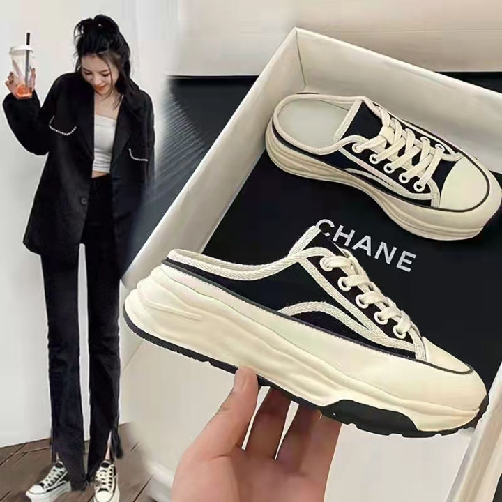 Platform Half Slippers Sneaker For Women Korean Fashion Thick