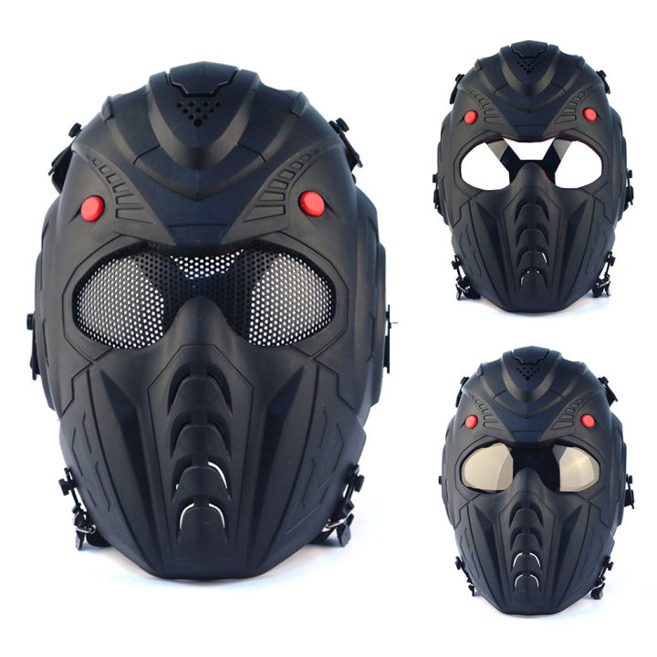 Paintball Full Face Tactical Mask Era War Police Skull PC Lens Steel ...