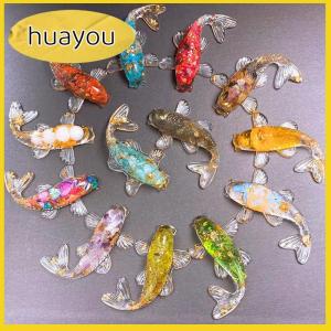 huayou หินคริสตัลกรวดนำโชครูปปั้นปลา KOI เรซิ่นขนาดเล็กควอตซ์แฟนซีรูปปั้นปลาคาร์พตกแต่งบ้านของขวัญประดับโต๊ะ