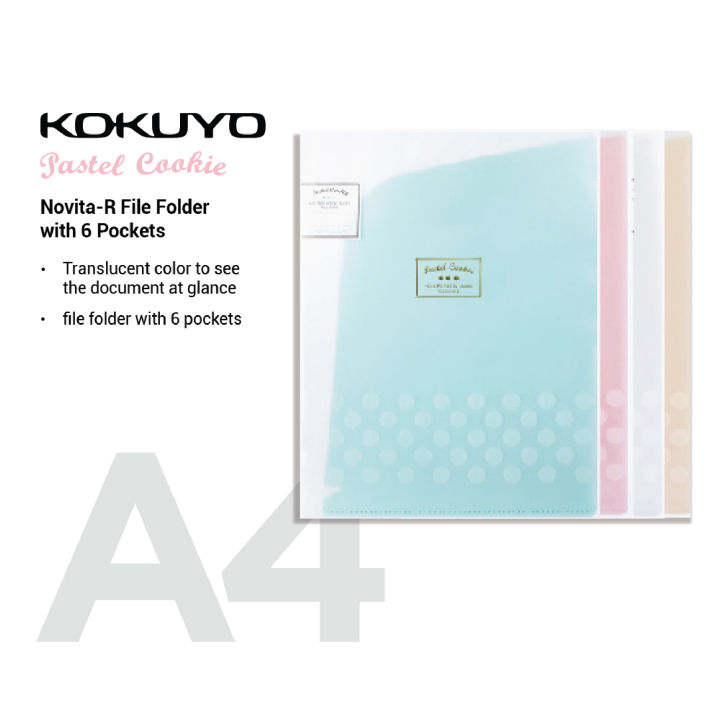 Kokuyo Pastel Cookie Novita-R File Folder with 6 Pockets A4 Map Dokumen ...