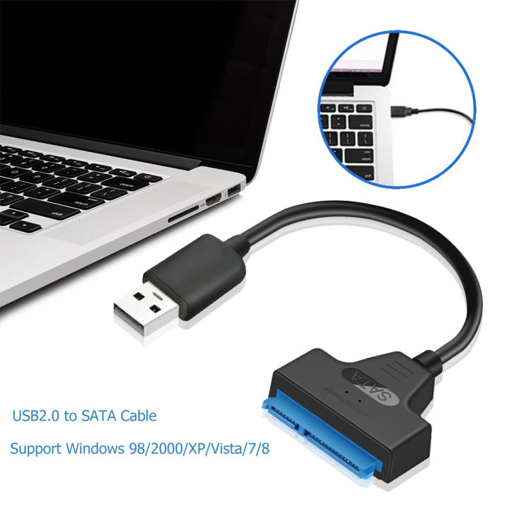 Avivahc USB 2.0 to SATA 22pin Adapter Converter Cable for 2.5in HDD SSD ...