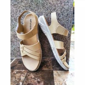 Ж Flat Wanita Fashion Sandal Gunung 2 Cm Imut Size 37 41 Tali Faux Leather Roman