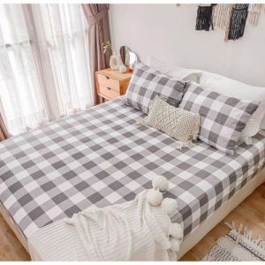 (BAYAR DI TEMPAT) Sprei aesthetic kotak ala korea emily khaki ukuran single 120x200 180x200 sprei 160x200 /satu set 2 sarung bantal 1 sarung guling /seprei murah kualitas
