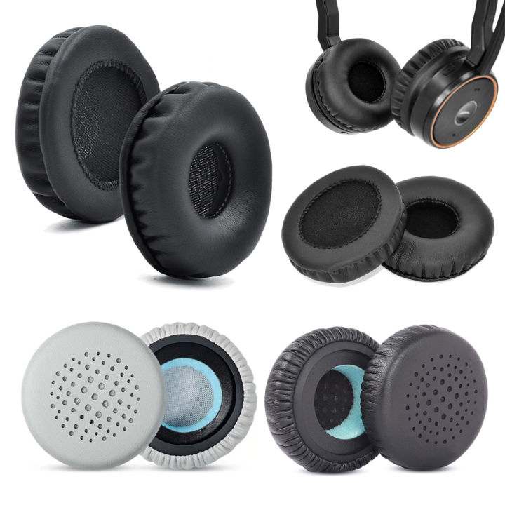Soft Leather Ear Pads Cushion Replacement – For Jabra Evolve 65 Headphones (Black)