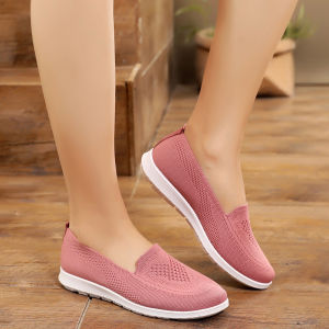 Fly Weave Leisure Shoes For Women On Sale Breathable Rubber Mesh Shoes For Lady Korean Lightweight Jogger Shoes