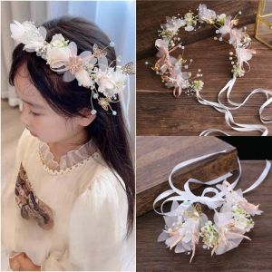 TSEVD Hair Hoop Flower Crown Hairband Korean Style Tiara Wreath Headband Headwear Butterfly Garland Wristband Girls Headwear