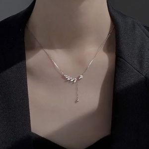 Exquisite Compact Leaves Lariat Necklace - Fesoles Garden