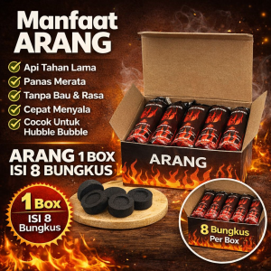 Arang 1 box briket buhur gahru 1 box isi 8 bungkus areng briket / arang hitam / arang untuk Bukhur