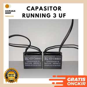 Capasitor 3 UF BL Kapasitor running kotak kabel hitam AC Pompa Kulkas Capacitor 450 Volt 50/60 Hz