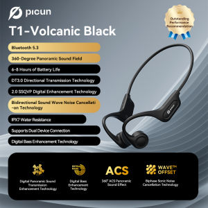 Picun T1 Bone Conduction Bluetooth 5.3 Wireless Earphone Not In-ear IPX7 Waterproof Headset With Mic For Sports Run