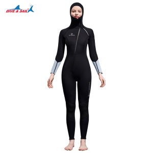 Diving Suit 3MM One-piece Hooded Thickened Warm Diving Suit Long-sleeved Cold-proof Snorkeling and Surfing Suit for Women