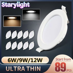 Ultra Thin Driver Panel Light LED Pin Light 3W 6W 9W 12W Recessed Ceiling Light LED Square Round Downlight Ceiling Lamp Energy Saving Lights For Ceiling Living Room